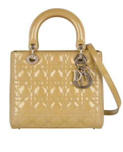 Lady Dior Medium, Patent, Beige, S/B, 15-B)1101, 2*